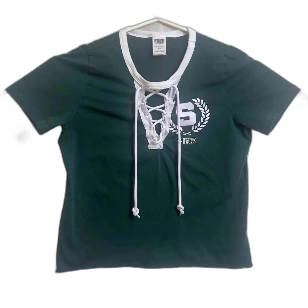 PINK Victoria's Secret Michigan State Spartans Lace Up Top Women's Medium